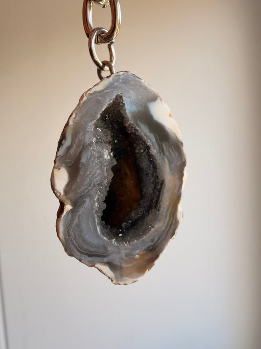 Agaat geode sleutelhanger