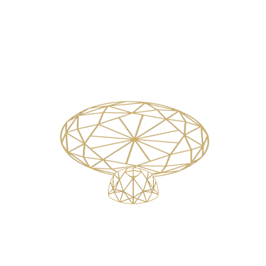 Een gouden geometrische schaal met een complexe structuur.